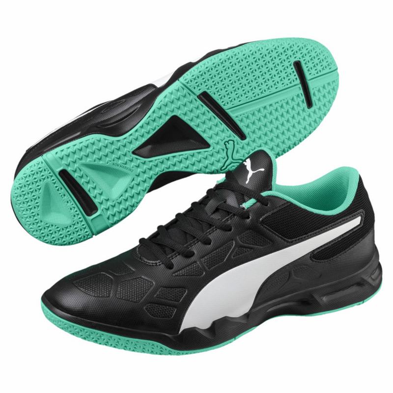Chaussure de Handball Puma Tenaz Homme Noir/Blanche/Vert Soldes 154GZHAP